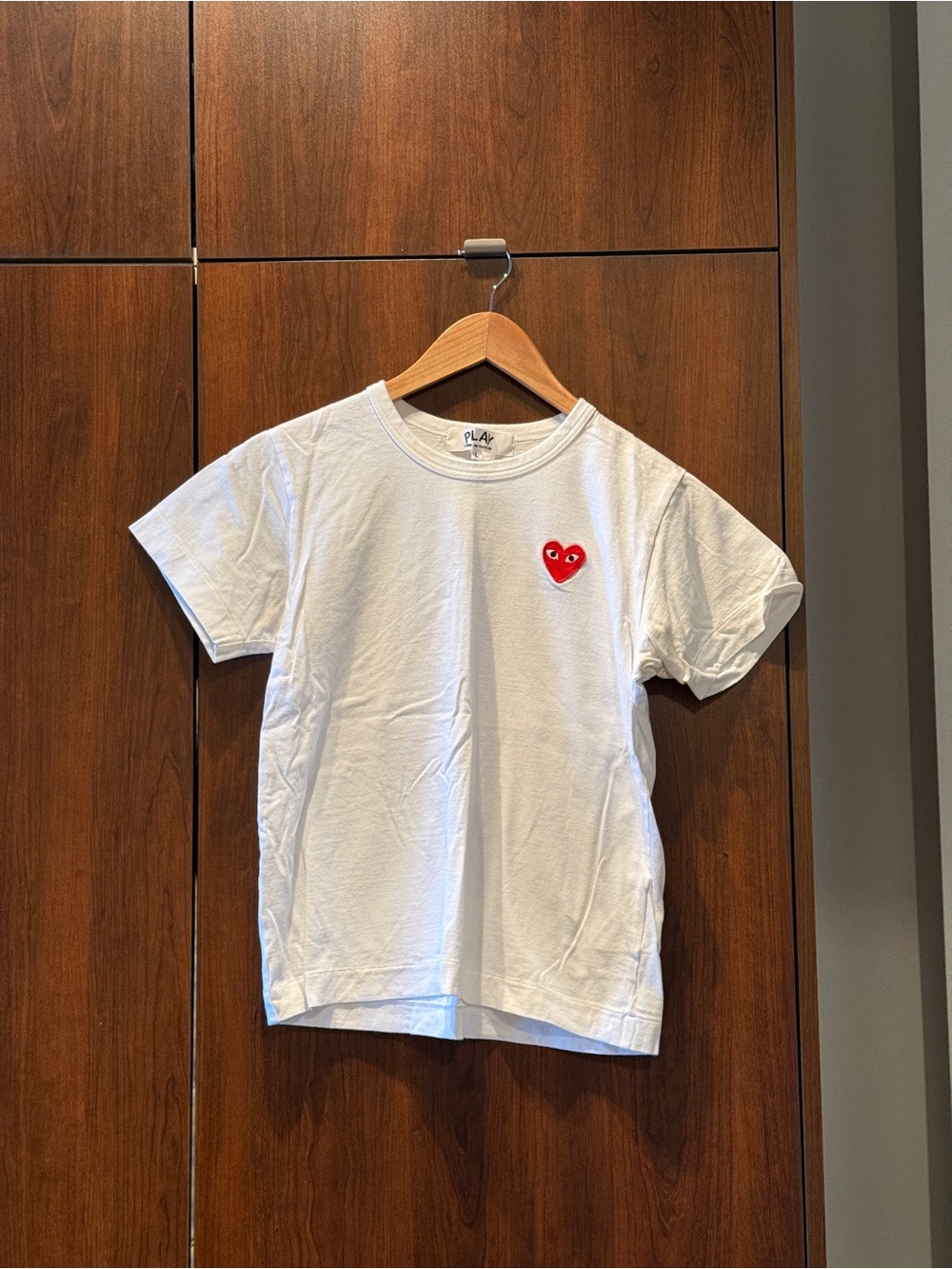 Comme des Garçons PLAY White Tee with Red Heart Patch